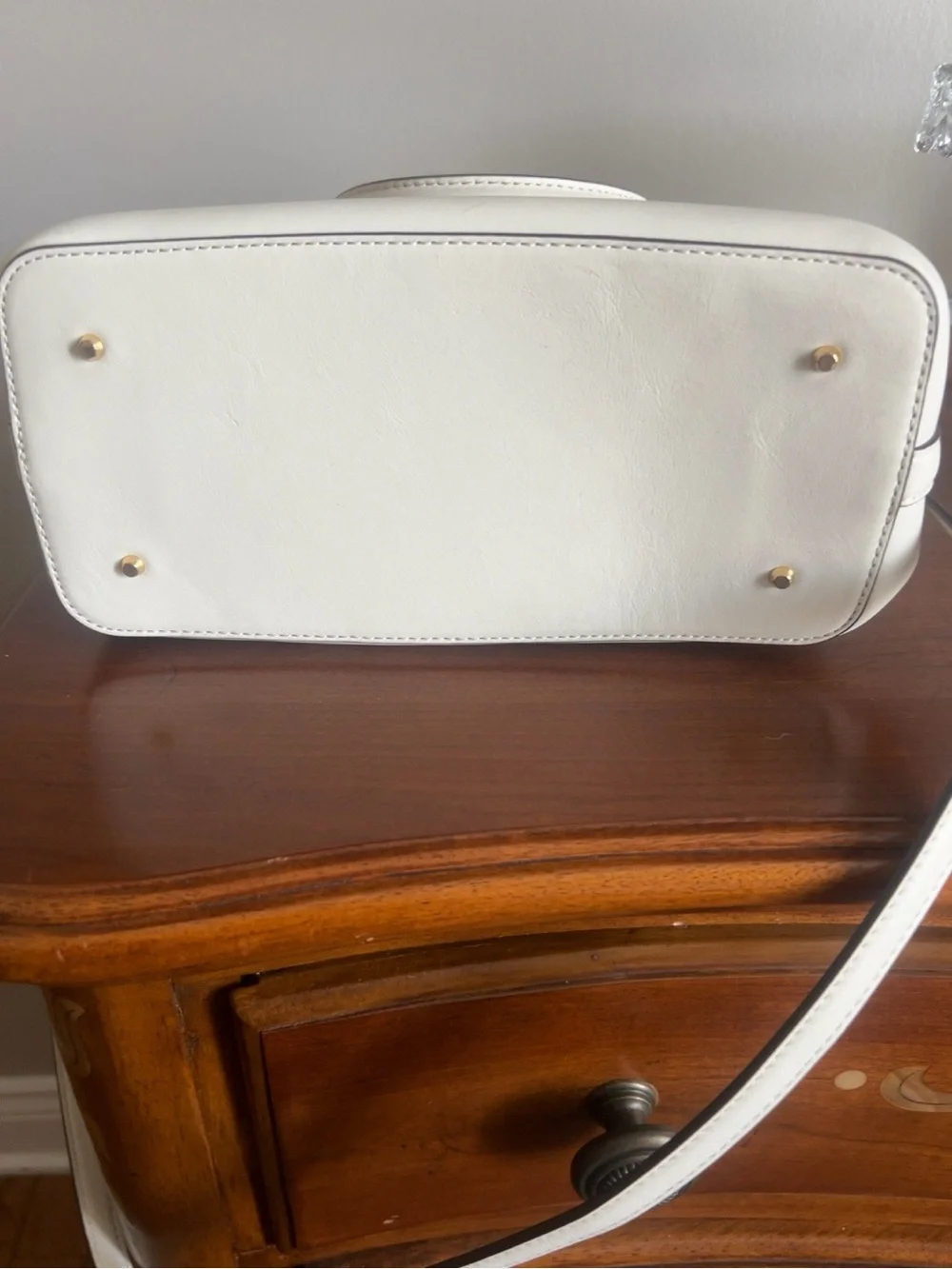 Ralph Lauren Ivory Leather Satchel with Gold Hardware